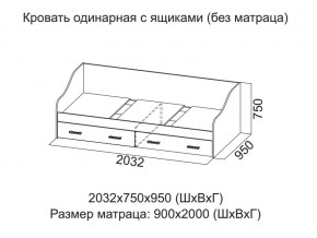 Кровать одинарная с ящиками (Без матраца 0,9*2,0) в Чёрмозе - chyormoz.magazin-mebel74.ru | фото