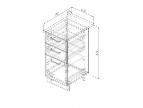 Н3Я 40 Модуль нижний Без Столешницы 3 ящика МН3Я 40 в Чёрмозе - chyormoz.magazin-mebel74.ru | фото