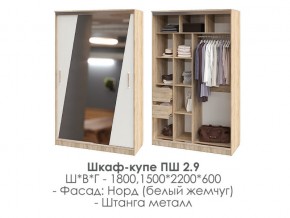 шкаф-купе ПШ-2.9 1500 Норд Белый жемчуг 1500 в Чёрмозе - chyormoz.magazin-mebel74.ru | фото