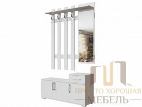 Вешалка с зеркалом 0,8 м №3 Ясень Анкор светлый в Чёрмозе - chyormoz.magazin-mebel74.ru | фото